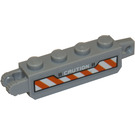 LEGO Hinge Brick 1 x 4 with Fingers with 'CAUTION' and Orange and White Danger Stripes Sticker (30387)