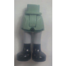 LEGO Fianco con Basic Curvo Gonna con Medium Stone Grigio Gambe e Nero Boots con cerniera spessa (35614)