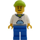 LEGO Hoodie with Blue Pockets and Green Lime Short Cap Minifigure