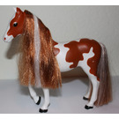 LEGO Pferd mit Brown Patches und Loose Brown und Weiß Haar (40623)