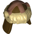 LEGO Hun Warrior Helmet with Tan Fur and Copper Protection Bands Pattern (17353 / 18142)