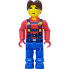 LEGO Jack Stone med Rød Jakke, Blå Kjeledress og Blå Ben Minifigur