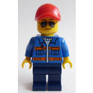 LEGO Jakke med Pockets og orange Striber, Solbriller (Unprinted Tilbage) Minifigur