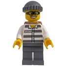 LEGO Jail prisoner with prison stripes, mask Minifigure