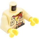 LEGO Johnny Thunder Torso with Safari Shirt, Red Bandana and Gun with Tan Arms and Yellow Hands (973 / 73403)