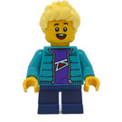 LEGO Kid Male with Dark Turquoise Jacket Minifigure