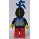 LEGO Knight Plate Armor on Blue Torso Red Cape and Blue Large Plume Minifigure