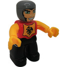 LEGO Knight with Dragon Emblem, red chest and orange arms and Smile Duplo Figure
