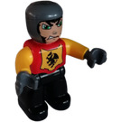 LEGO Knight mit rot Chest und Smirk Duplo Abbildung mit grauen Händen