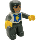LEGO Knight with White and Blue top Duplo Figure with Gray Arms and Yellow Hands