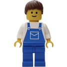 LEGO Lady with Blue Overalls and Brown Ponytail Minifigure