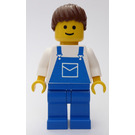 LEGO Lady with Blue Overalls and Brown Ponytail Minifigure