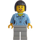 LEGO Lady mit Blau Polo Hemd und Shell Halskette mit Schwarz Haar Minifigur