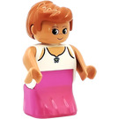 LEGO Lady con Dark Rosa Vestito Figura Duplo