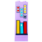 LEGO Lavender Brick 1 x 2 x 5 with Books, Shelf Sticker with Stud Holder (2454)