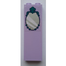 LEGO Lavendel Steen 1 x 2 x 5 met Mirror in Dark Turquoise Kader met Wit Strepen Sticker
