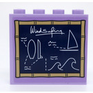 LEGO Lavendel Backstein 1 x 4 x 3 mit 'Windsurfing' und Drawing auf ein Blackboard Aufkleber (49311)