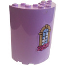 LEGO Lavendel Cilinder 3 x 6 x 6 Halve met Gebogen Windowpane en Roses Sticker (35347)