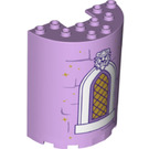 LEGO Lavender Cylinder 3 x 6 x 6 Half with Gold window with beast (35347 / 79602)