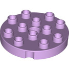 LEGO Lavendel Duplo Runden Platte 4 x 4 mit Loch und Verriegeln Ridges (98222)