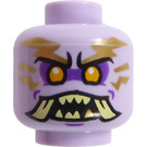 LEGO Lavendel Kopf mit Gold Tattoos und Open Mouth mit Tusks (Einbau-Vollbolzen) (3626)