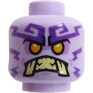 LEGO Lavender Head with Tusks Medium Lavender Tattoos (Rumble Keeper) (Recessed Solid Stud) (3626 / 71542)