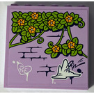 LEGO Lavender Panel 1 x 6 x 5 with Flowers on Brick Wall Sticker (59349)