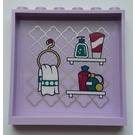 LEGO Lavender Panel 1 x 6 x 5 with Hanging Towel, Shelf with Cosmetics and Shelf with Perfumes