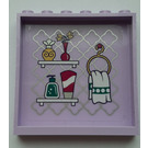 LEGO Lavendel Paneel 1 x 6 x 5 met Hanging Towel, Shelf met Bloem/Perfume en Shelf met Cosmetics Sticker (59349)