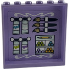 LEGO Lavender Panel 1 x 6 x 5 with Paint Brushes and Art Supplies Sticker (59349)
