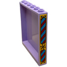 LEGO Lavendel Paneel 1 x 6 x 5 met Rood en Dark Azure Strepen Sticker (59349)