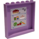 LEGO Lavendel Paneel 1 x 6 x 5 met Refrigerator Eten, Drinks, en Snowflakes Sticker (59349)