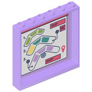 LEGO Lavender Panel 1 x 6 x 5 with Shopping Mall Map Sticker (59349)