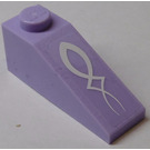 LEGO Lavendel Helling 1 x 3 (25°) met Wit Swirl Sticker (4286)