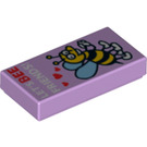 LEGO Lavender Tile 1 x 2 with "LET'S BEE FRIENDS!" with Groove (3069 / 21657)