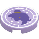 LEGO Lavender Tile 2 x 2 Round with Princess Silhouette with Bottom Stud Holder (14769 / 106636)