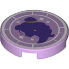 LEGO Lavender Tile 2 x 2 Round with Princess Silhouette with Bottom Stud Holder (14769 / 106636)