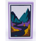 LEGO Lavendel Tegel 2 x 3 met Mountain Landscape Sticker (26603)