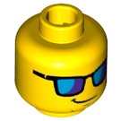 LEGO Lifeguard Head with Blue Glasses (Recessed Solid Stud) (3626 / 18196)
