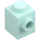 LEGO Ljus Aqua Kloss 1 x 1 med Knopp på Ett Sida (87087)