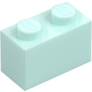 LEGO Ljus Aqua Kloss 1 x 2 med bottenrör (3004 / 93792)