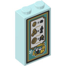 LEGO Aqua clair Brique 1 x 2 x 3 avec Arcade Prizes Autocollant