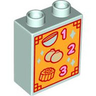 LEGO Light Aqua Duplo Brick 1 x 2 x 2 with 1 2 3 with Bottom Tube (15847 / 101542)