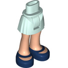LEGO Licht Aqua Heup met Basic Gebogen Skirt met Dark Blauw Shoes met dik scharnier (35634)