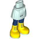 LEGO Vaalea vedensininen Lonkka jossa Basic Kaareva Hame jossa Keltainen Boots paksulla saranalla (23896)