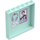 LEGO Aqua Clair Panneau 1 x 6 x 5 avec Casque Audio et Portrait (59349 / 101268)