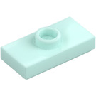 LEGO Light Aqua Plate 1 x 2 with 1 Stud (with Groove and Bottom Stud Holder) (15573 / 78823)