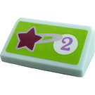 LEGO Aqua clair Pente 1 x 2 (31°) avec Star et Number 2 Autocollant (85984)