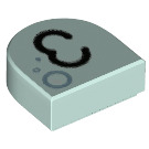 LEGO Licht Aqua Tegel 1 x 1 Halve Oval met 3 (24246 / 73049)