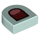 LEGO Light Aqua Tile 1 x 1 Half Oval with Dark Red Open Mouth and Coral Tongue (24246 / 73050)